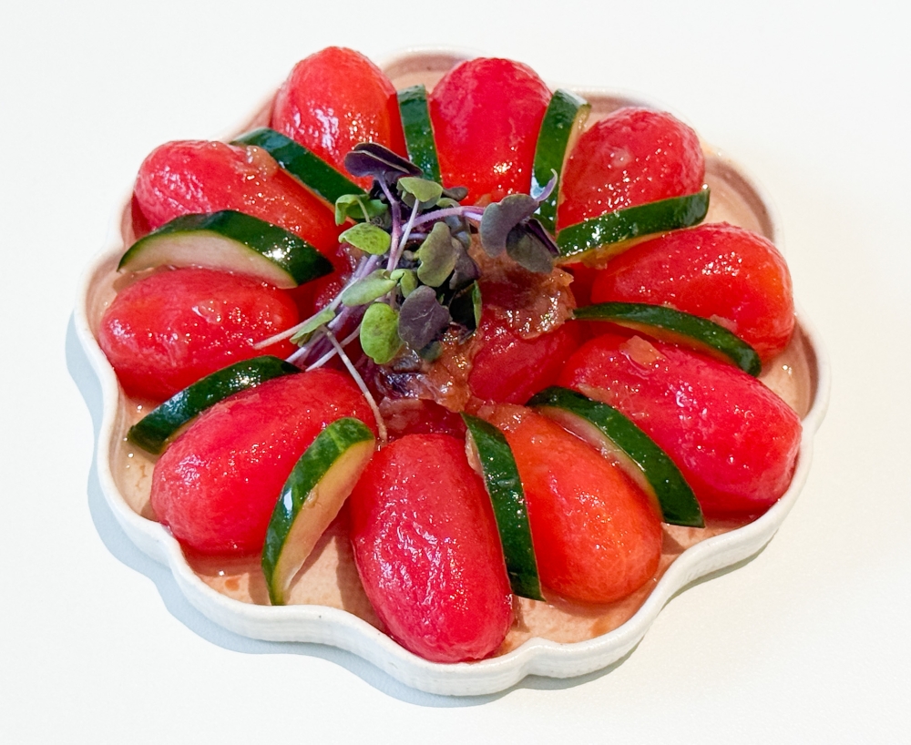 Refresh the palate with these Pickled Cherry Tomatoes with Umeboshi that can be ordered to share, which is also served with every order of udon too. — Picture by Lee Khang Yi