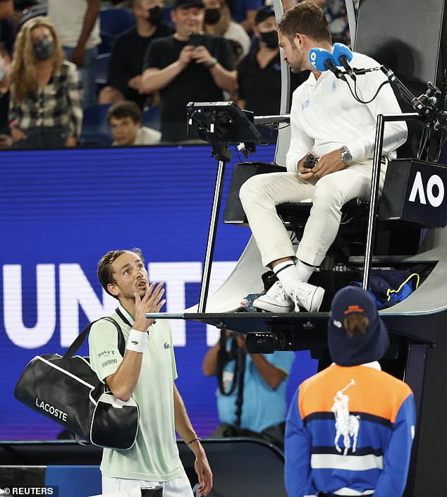 Medvedev ranted at chair umpire Jaume Campistol during his Australian Open semi-final in 2022, calling him 'a small cat' after accusing Stefanos Tsitsipas's father of coaching him