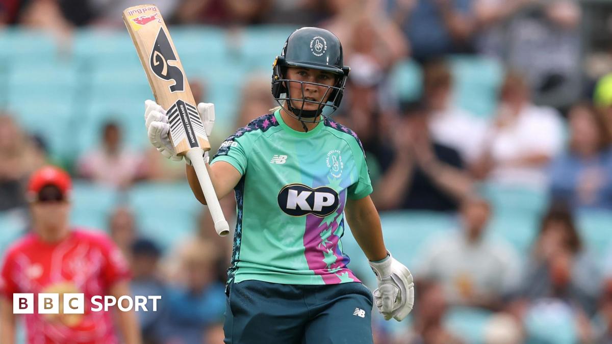 Alice Capsey salutes the crowd after making fifty for Oval Invincibles against Welsh Fire