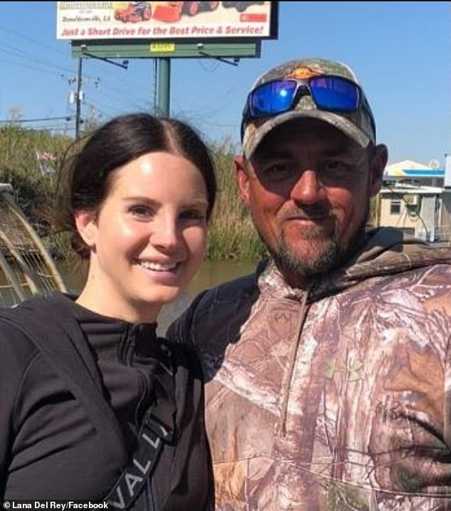 Del Rey has known Dufrene as far back as 2019 (pictured) when he let her 'captain' his airboat during a cruise with Arthur's Airboat Tours, which hosted the couple's nuptials on the bayou of Des Allemandes