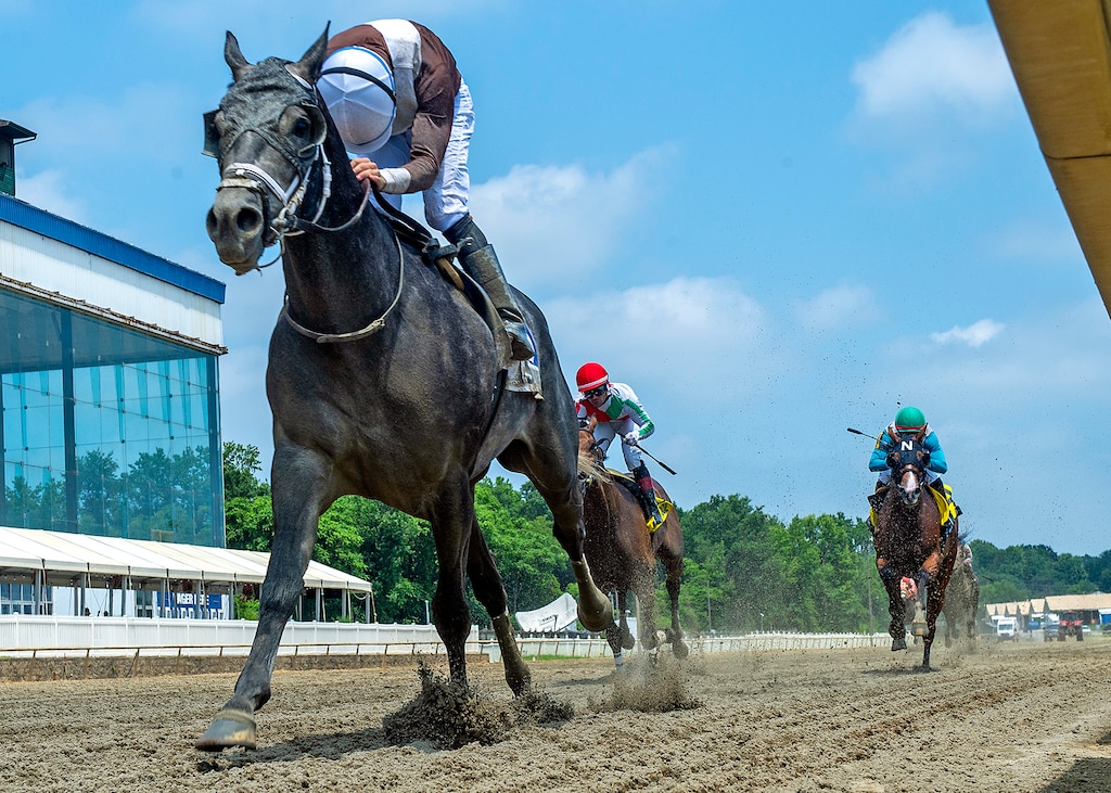 Post Time wins the Deputed Testamony Stakes on June 28, 2025 at Laurel Park.