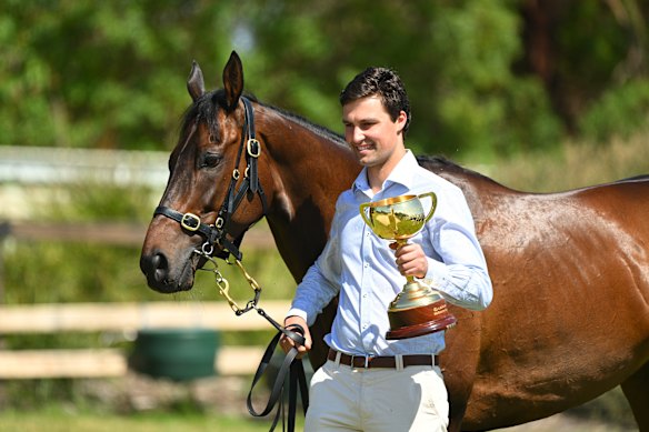 Sam Freedman with the 2023 Melbourne Cup winner Without A Fight.