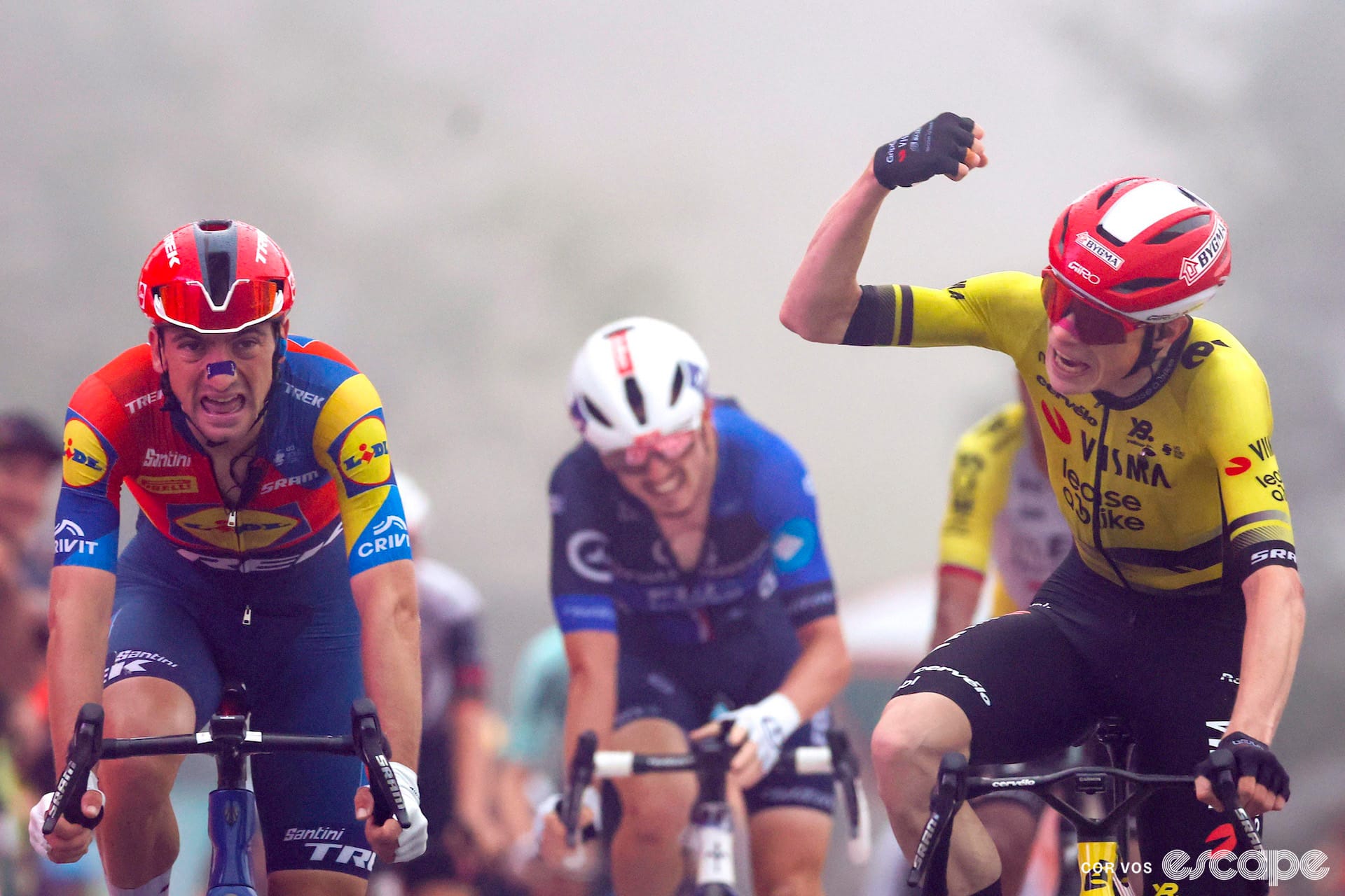 Vingegaard takes early Vuelta lead in mountaintop photo finish of crash-marred stage 2