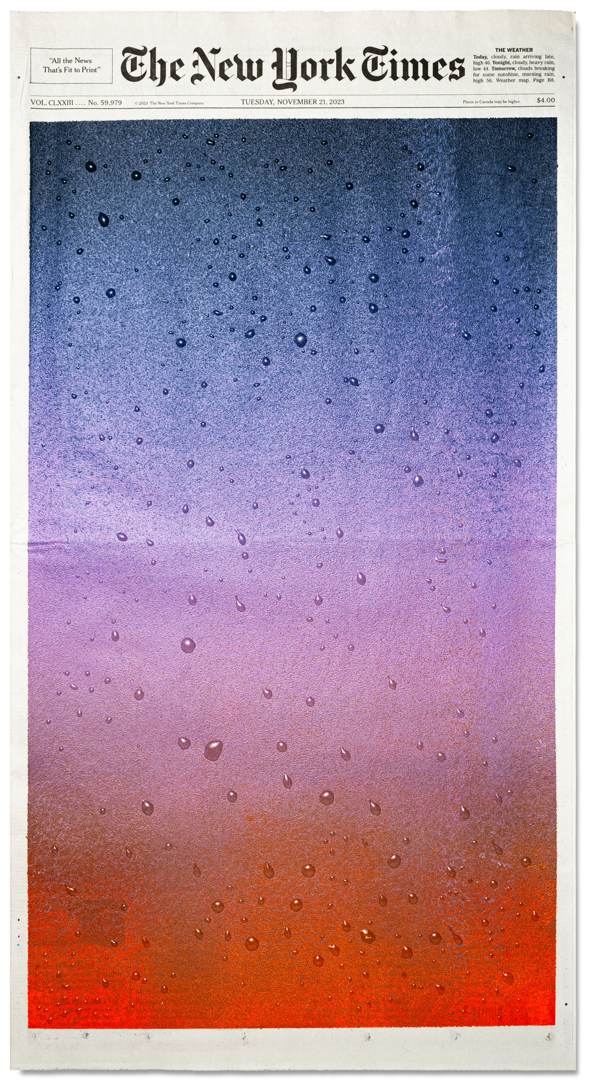 a rainy window painting on the cover of The New York Times
