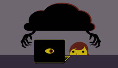 dark evil cloud over computer