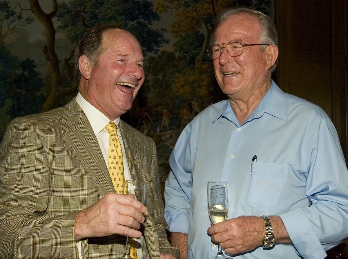 The trainer and owner share a toast after another win by The Tin Man. (Benoit photo)