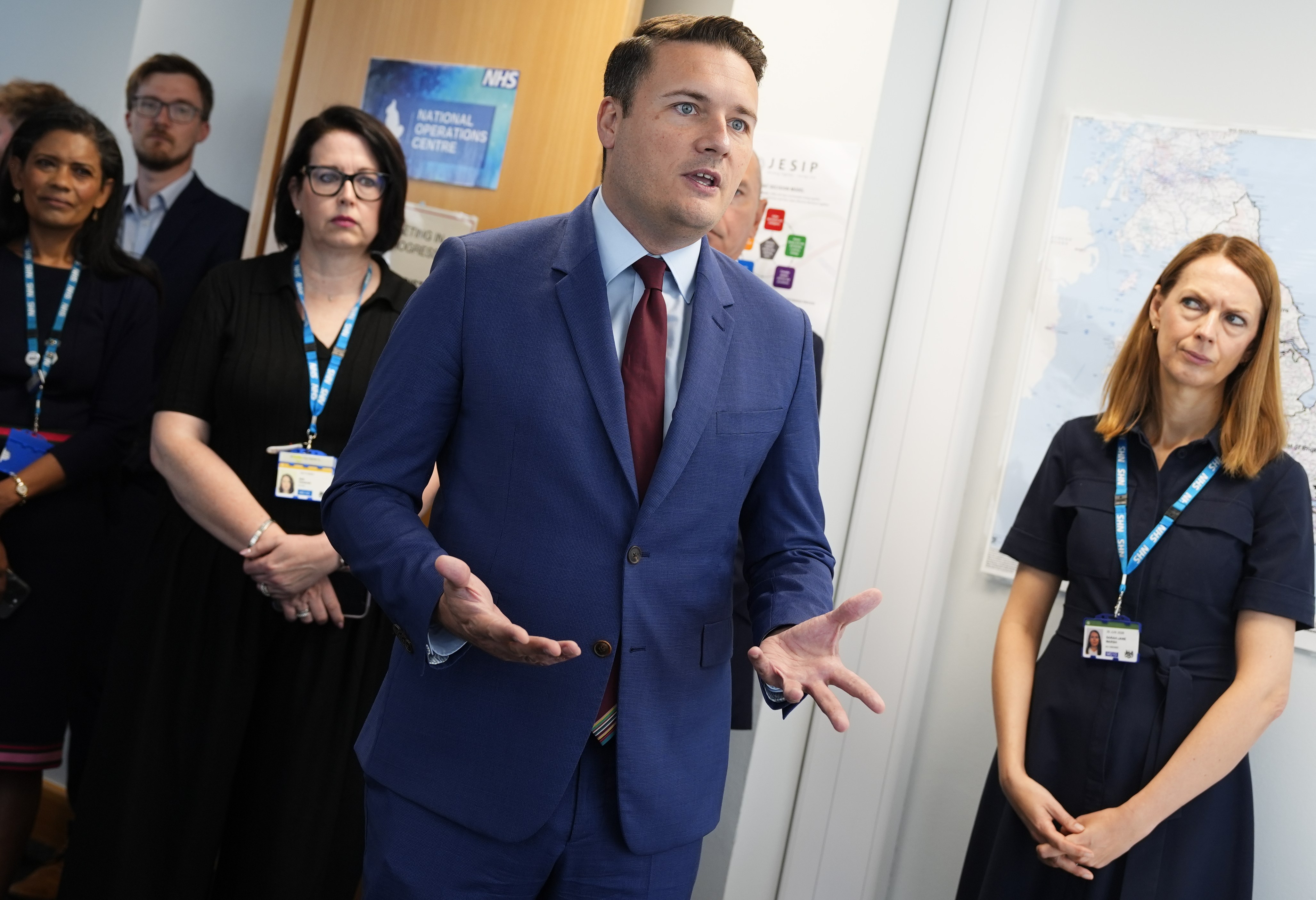 Health Secretary Wes Streeting addressing NHS staff during a visit to the National Operations Centre.