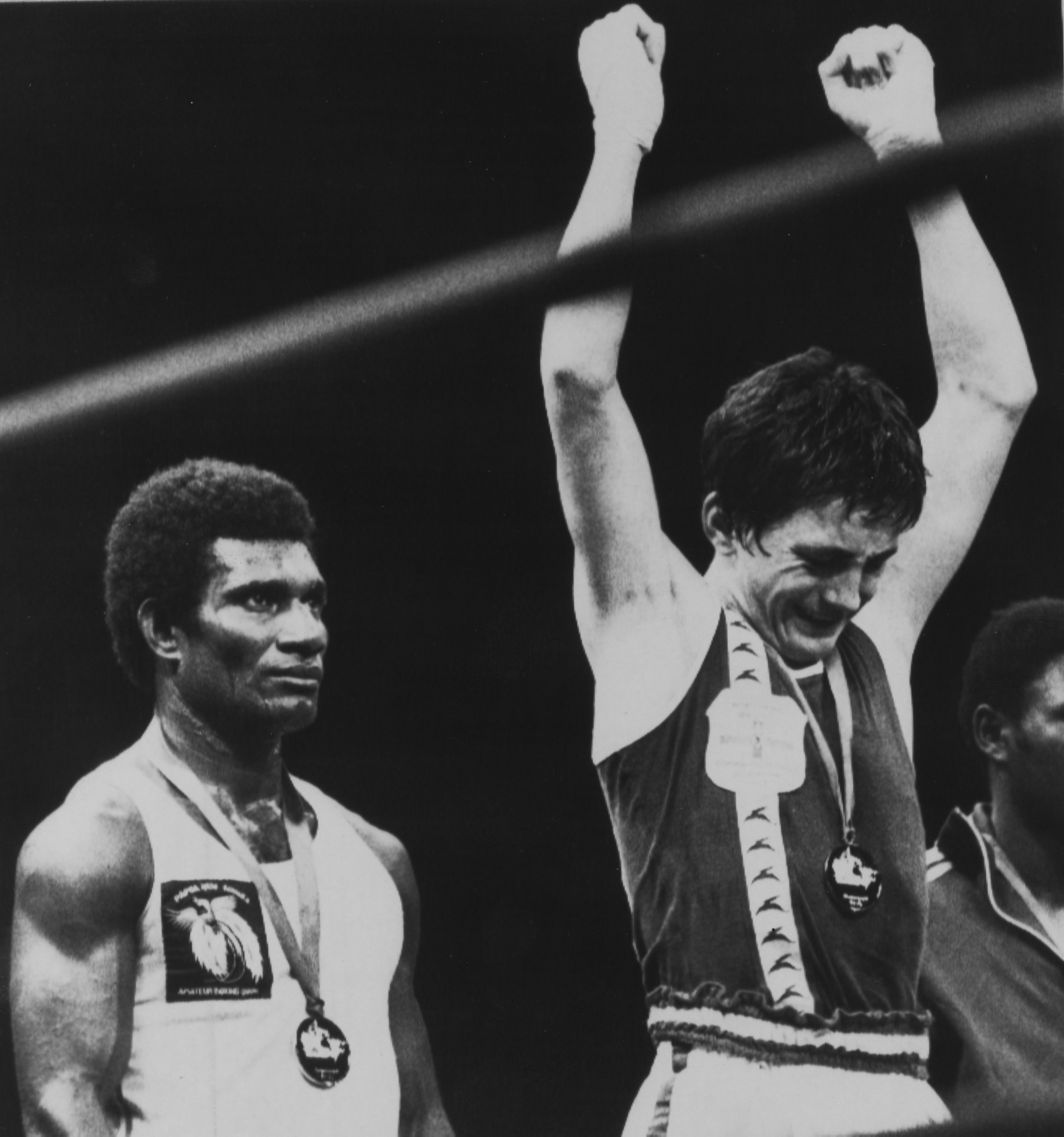 Barry McGuigan winning the gold medal in the 1978 Commonwealth Games.