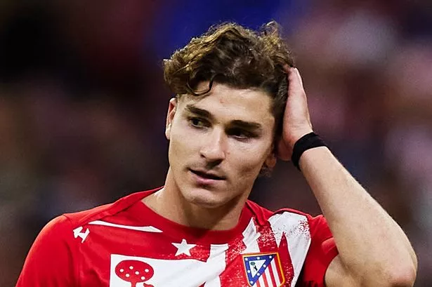 Julian Alvarez of Atletico Madrid looks on
