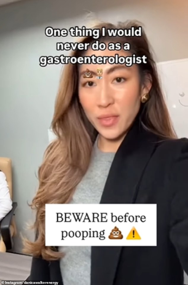A recent viral Instagram video shared by health content creator Danica Walker (pictured), saw her ask a medical expert: 'What is the one thing you would never do as a gastroenterologist?'