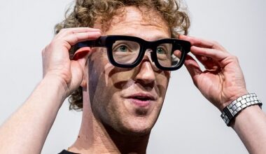 Zuckerberg (pictured trying on Orion augmented reality glasses in 2024) is luring top Artificial Intelligence researchers with pay packages of up to $300 million over four years