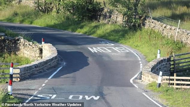 The tyre bell was installed on the B6255 near Hawes, North Yorkshire, to stop cars hitting the bridge