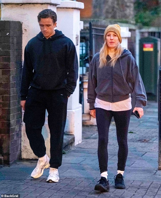 Styling her long blonde tresses loose, Ellie kept warm under a brown and yellow winter hat, while Beau, who is ten years her junior, also cut a casual figure in an all black ensemble