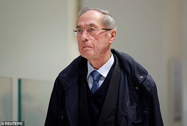 Claude Gueant, French politician and former secretary general of the Elysee Palace, arrives for the verdict in his trial with former French President Nicolas Sarkozy, and other defendants