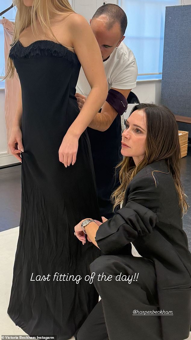 Victoria tagged her daughter's official account for the first time in an Instagram story about fitting for her upcoming London Fashion Week show