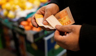 A greengrocer counts Argentine peso bills at a local market,as Argentina is due to release consumer inflation data for April, in Buenos Aires, Argentina May 11, 2024. REUTERS/Irina Dambrauskas/File Photo