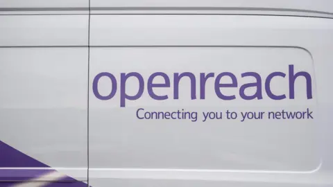 Side image of an Openreach van with the words "Openreach, Connecting you to your network"