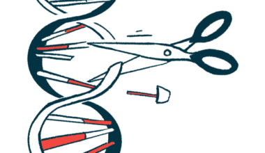 A pair of scissors is shown cutting into a strand of DNA.