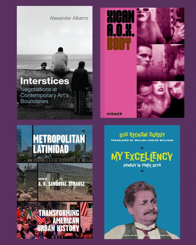 A grid of book covers against a dark purple background. 
