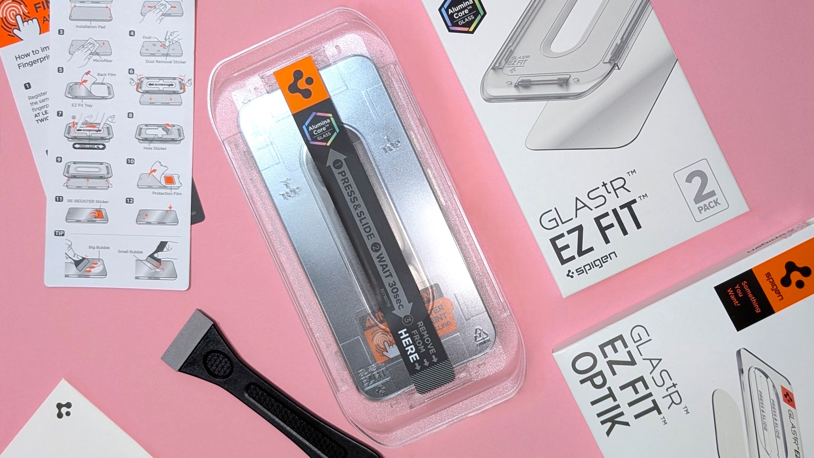 Installing the Spigen GLAStR EZ Fit screen protector for the Google Pixel 10 Pro.