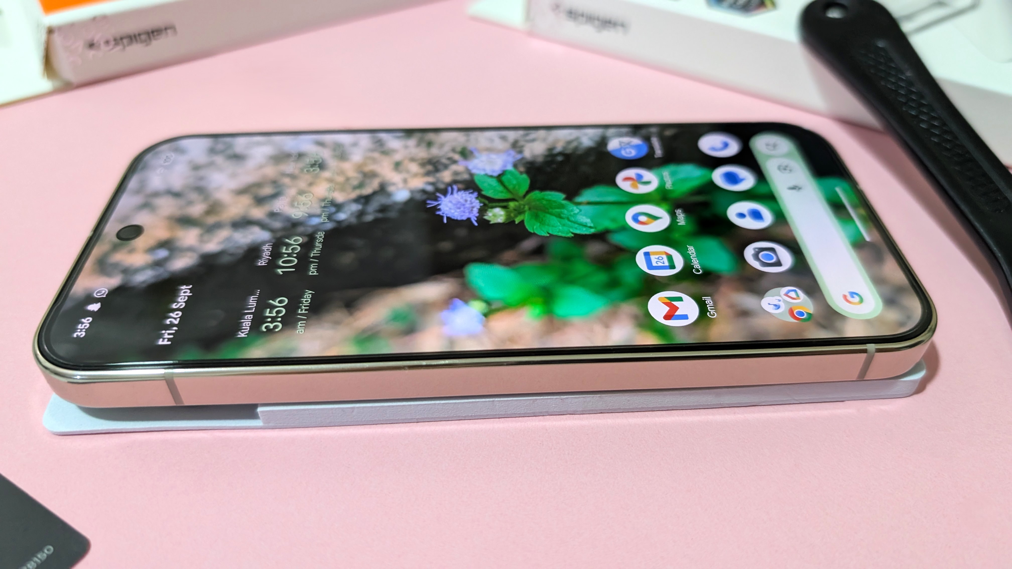 Installing the Spigen GLAStR EZ Fit screen protector for the Google Pixel 10 Pro.