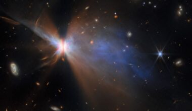 This JWST Picture of the Month features IRAS 04302+2247, a planet-forming disc located about 525 light-years away in a dark cloud within the Taurus star-forming region. With Webb, researchers can study the properties and growth of dust grains within protoplanetary discs like this one, shedding light on the earliest stages of planet formation. Image Credit: