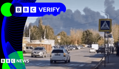 BBC Verify Live: Authenticated videos show huge fire at Russian oil refinery