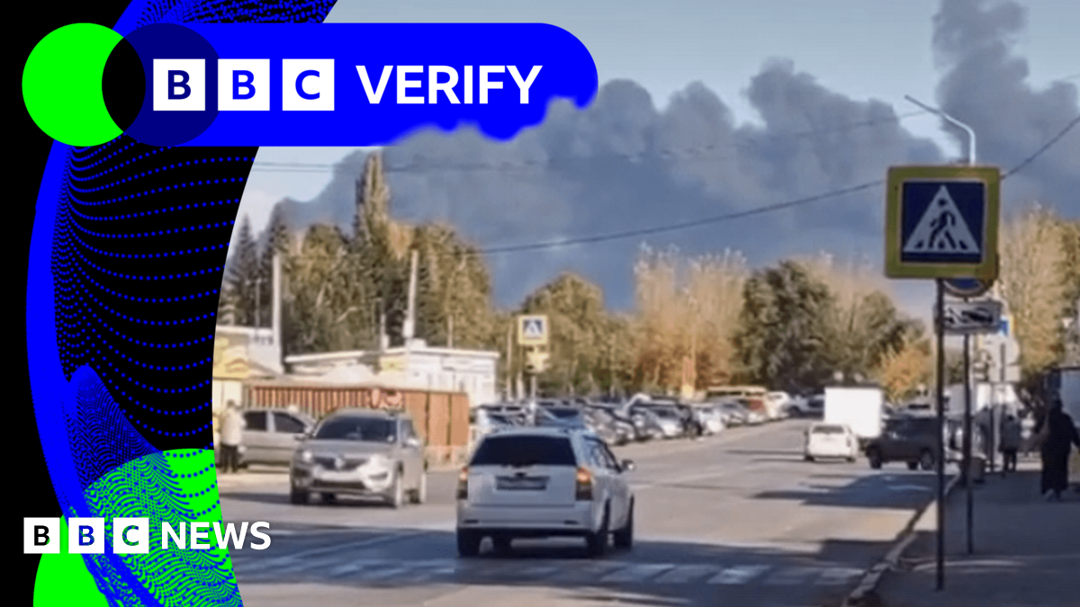 BBC Verify Live: Authenticated videos show huge fire at Russian oil refinery
