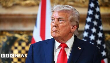 A close up image of US President Donald Trump as he attends a press conference with UK Prime Minister Keir Starmer (not pictured) at Chequers at the conclusion of a state visit on September 18, 2025 in Aylesbury, England.