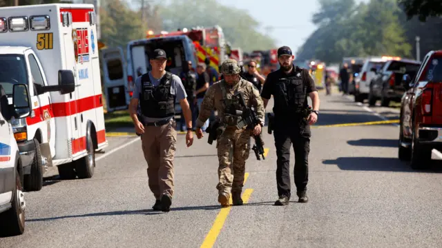 Emergency personnel on the road in Michigan