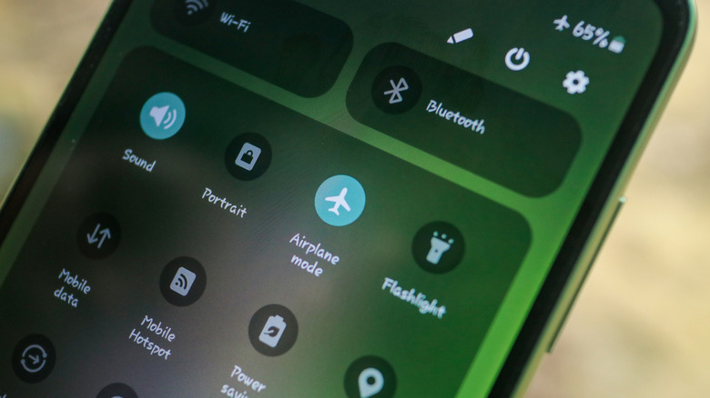 Quick settings panel on an Android phone