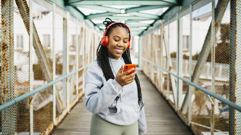 woman listening to music
