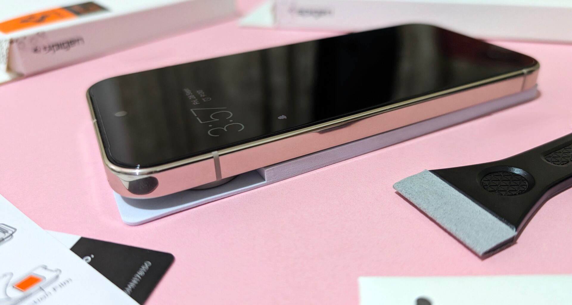 Installing the Spigen GLAStR EZ Fit screen protector for the Google Pixel 10 Pro.