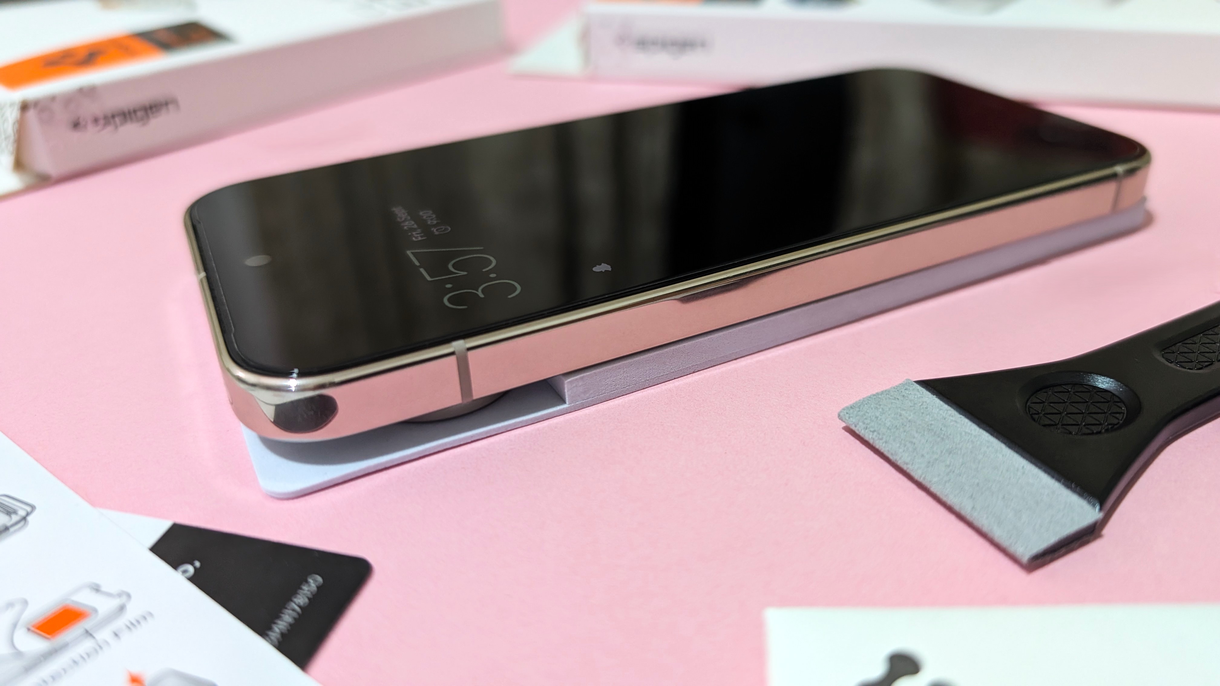 Installing the Spigen GLAStR EZ Fit screen protector for the Google Pixel 10 Pro.