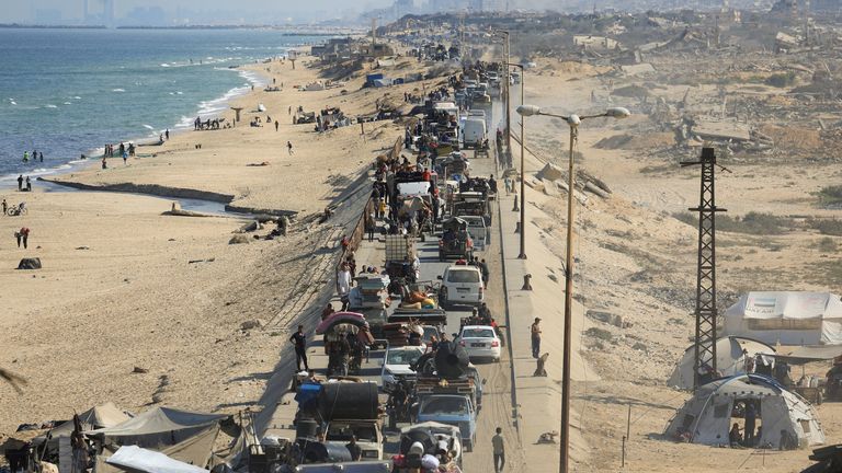 Hundreds of thousands of people have been fleeing northern Gaza. Pic: Reuters