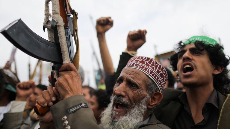 Protesters, mostly Houthi supporters, demonstrate in solidarity with Palestinians in Gaza, in Sanaa, Yemen in August. File pic: Reuters