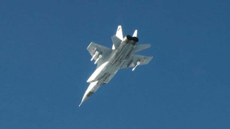 One of three Russian MiG-31 fighter jets in images shared by Sweden's armed forces. Pic: Swedish Armed Forces