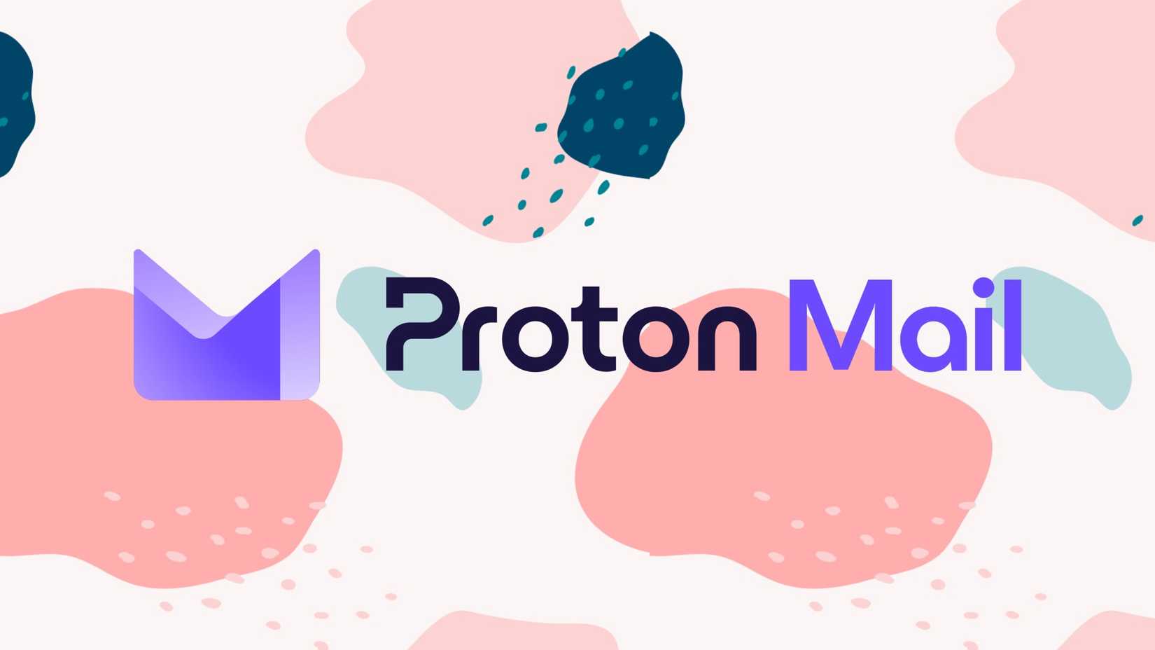 The Proton Mail logo in front of a pattern of lighter colors