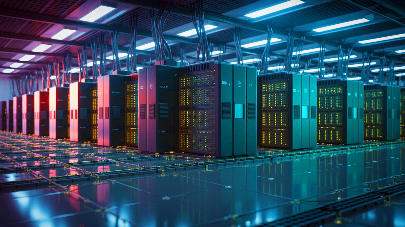 Illustration of the world's top supercomputers leading the technological race in 2025.