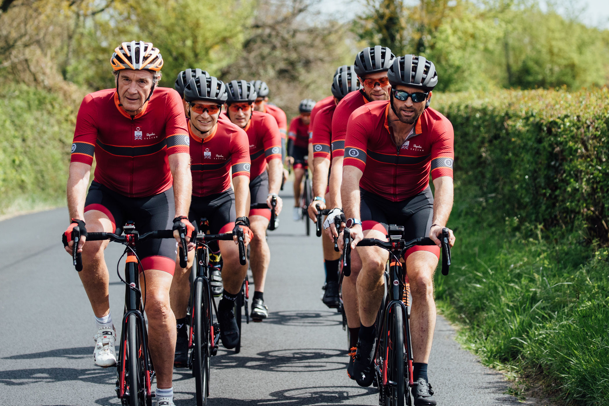 Sir Jim Ratcliffe and INEOS Team UK cycling on the Isle of Wight.