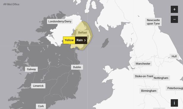 A yellow weather warning over NI