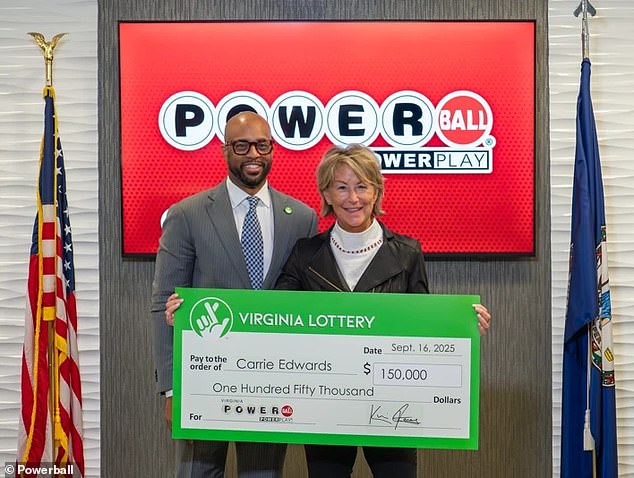 Last month,Carrie Edwards won a $150,000 Powerball jackpot after buying her first ever ticket online