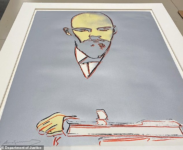 Glenn Bednarsh, 58,pleaded guilty to lying to FBI agents during their investigation into the convoluted theft of a Warhol trial proof depicting Soviet Union leader Vladimir Lenin (pictured)