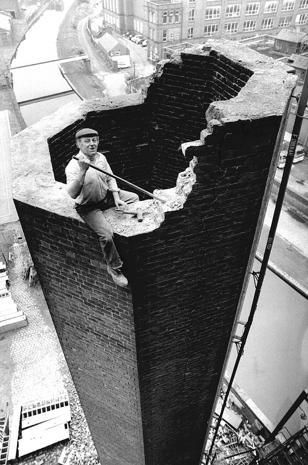 Fred Dibnah (above), who became a household name for demolishing and repairing chimneys across the North West, first came to fame after climbing this very structure as a boy