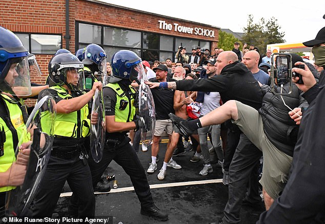 Essex Police estimated around 500 protesters turned up at the height of a protest about immigrants living at the Bell Hotel in Epping, Essex, on July 17