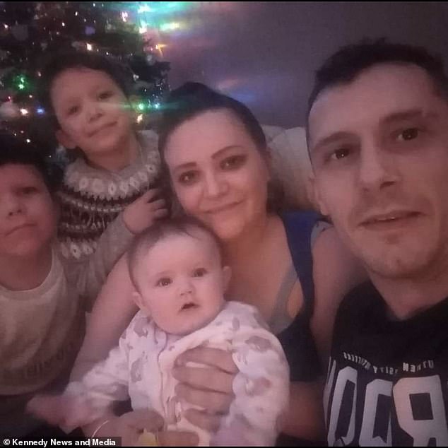 Pictured: Jaiden Harvey, 16, Aleah Harvey, 15, Briannah Burrows, 7, Bethan Kester, 35 and Steve Burrows, 38