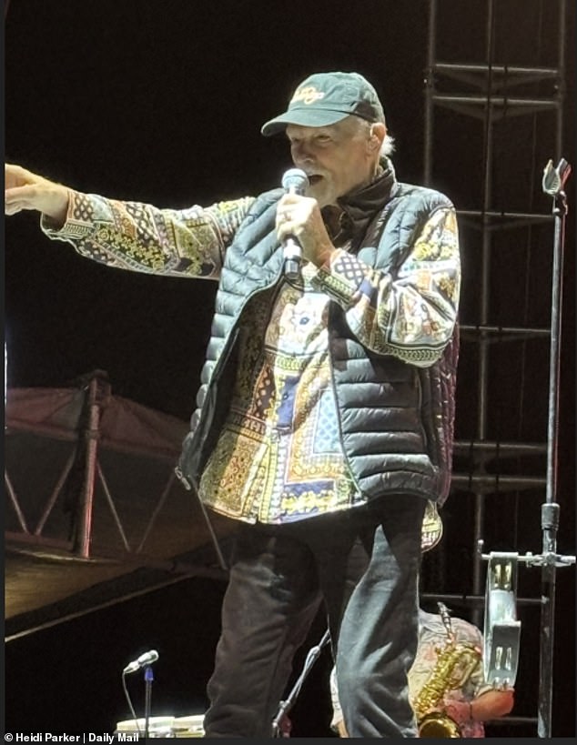 The Beach Boys performed in the courtyard of the Meritage Resort in Napa, California on Sunday evening to a roaring crowd. Toward the end of the performance original bang member Mike Love stopped the show to present a video tribute to the late Brian Wilson