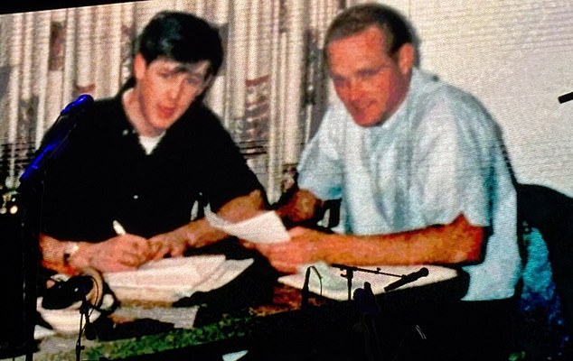 His passing was a shock to millions of the band's fans. 'We lost Brian earlier this year, but he will always be in our hearts, it's like he is still here,' Love said before he wiped away tears with a white napkin