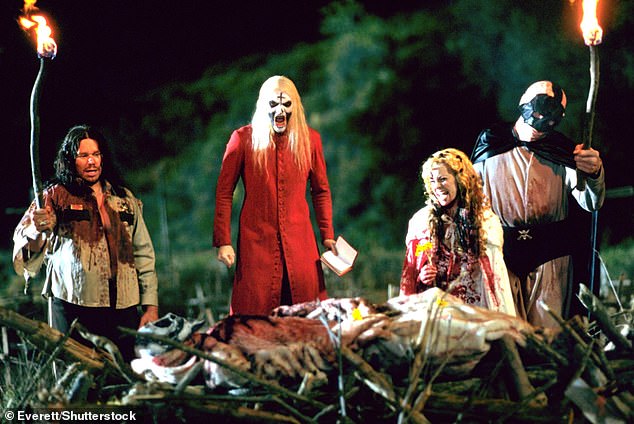 Moseley's look on Tuesday was certainly a far cry from his character (center) in House Of 1000 Corpses