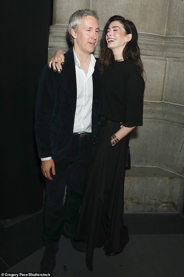 Anne Hathaway made a rare public appearance with her husband Adam Shulman at the Golden Heart charity gala in New York on Monday